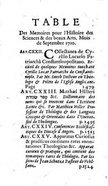 Mémoires pour l'histoire des sciences & des beaux-arts recüeillies par l'ordre de Son Altesse Serenissime Monseigneur Prince souverain de Dombes