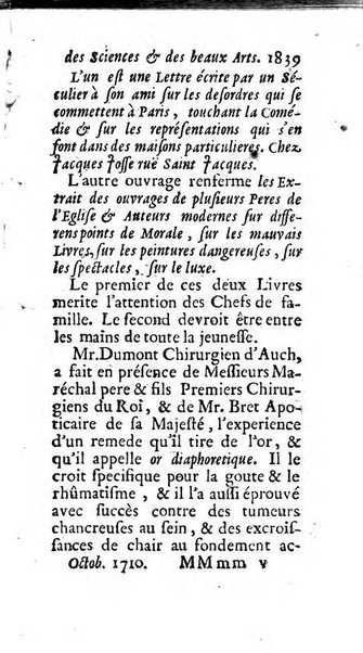 Mémoires pour l'histoire des sciences & des beaux-arts recüeillies par l'ordre de Son Altesse Serenissime Monseigneur Prince souverain de Dombes