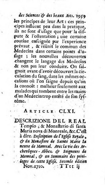 Mémoires pour l'histoire des sciences & des beaux-arts recüeillies par l'ordre de Son Altesse Serenissime Monseigneur Prince souverain de Dombes