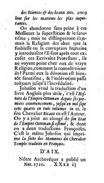 Mémoires pour l'histoire des sciences & des beaux-arts recüeillies par l'ordre de Son Altesse Serenissime Monseigneur Prince souverain de Dombes