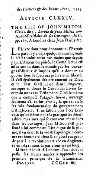 Mémoires pour l'histoire des sciences & des beaux-arts recüeillies par l'ordre de Son Altesse Serenissime Monseigneur Prince souverain de Dombes