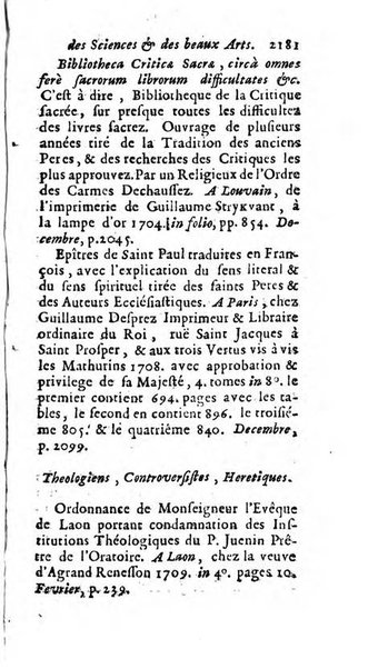 Mémoires pour l'histoire des sciences & des beaux-arts recüeillies par l'ordre de Son Altesse Serenissime Monseigneur Prince souverain de Dombes