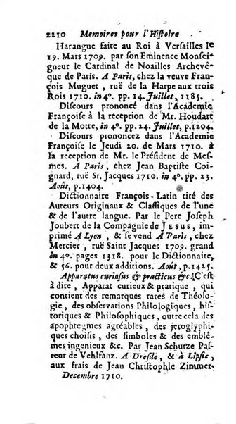 Mémoires pour l'histoire des sciences & des beaux-arts recüeillies par l'ordre de Son Altesse Serenissime Monseigneur Prince souverain de Dombes