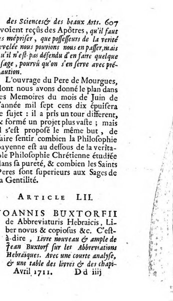 Mémoires pour l'histoire des sciences & des beaux-arts recüeillies par l'ordre de Son Altesse Serenissime Monseigneur Prince souverain de Dombes