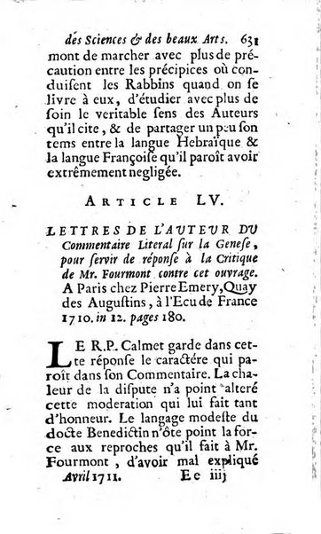 Mémoires pour l'histoire des sciences & des beaux-arts recüeillies par l'ordre de Son Altesse Serenissime Monseigneur Prince souverain de Dombes