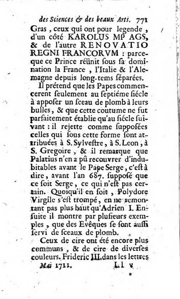 Mémoires pour l'histoire des sciences & des beaux-arts recüeillies par l'ordre de Son Altesse Serenissime Monseigneur Prince souverain de Dombes