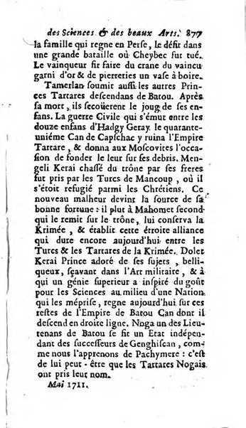 Mémoires pour l'histoire des sciences & des beaux-arts recüeillies par l'ordre de Son Altesse Serenissime Monseigneur Prince souverain de Dombes