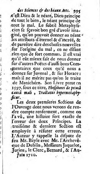 Mémoires pour l'histoire des sciences & des beaux-arts recüeillies par l'ordre de Son Altesse Serenissime Monseigneur Prince souverain de Dombes