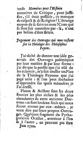 Mémoires pour l'histoire des sciences & des beaux-arts recüeillies par l'ordre de Son Altesse Serenissime Monseigneur Prince souverain de Dombes