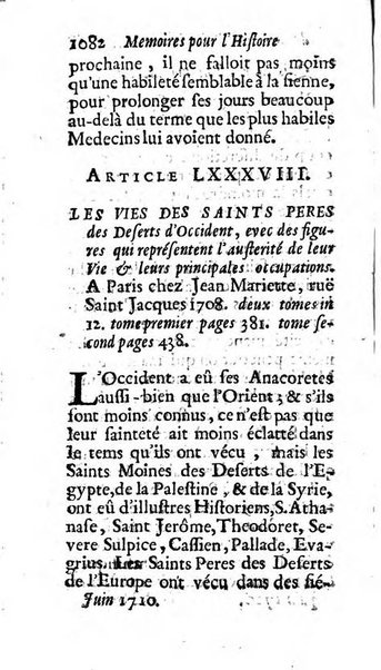 Mémoires pour l'histoire des sciences & des beaux-arts recüeillies par l'ordre de Son Altesse Serenissime Monseigneur Prince souverain de Dombes