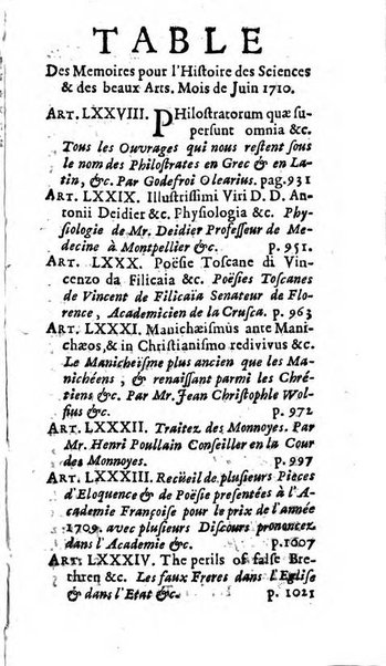 Mémoires pour l'histoire des sciences & des beaux-arts recüeillies par l'ordre de Son Altesse Serenissime Monseigneur Prince souverain de Dombes