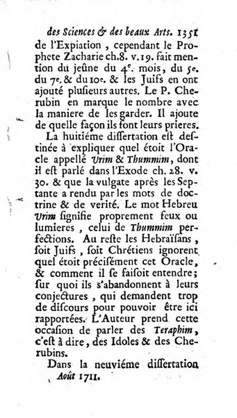 Mémoires pour l'histoire des sciences & des beaux-arts recüeillies par l'ordre de Son Altesse Serenissime Monseigneur Prince souverain de Dombes