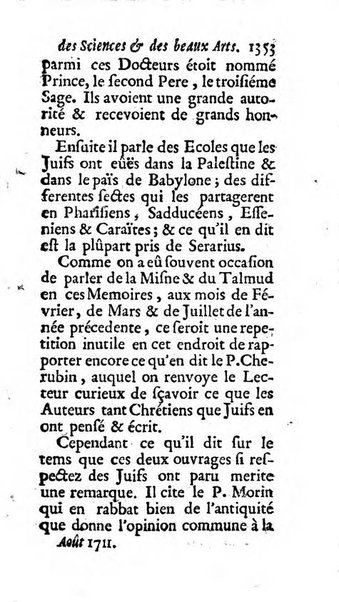 Mémoires pour l'histoire des sciences & des beaux-arts recüeillies par l'ordre de Son Altesse Serenissime Monseigneur Prince souverain de Dombes