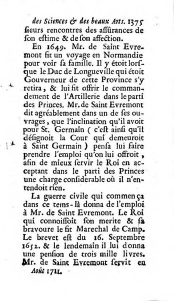 Mémoires pour l'histoire des sciences & des beaux-arts recüeillies par l'ordre de Son Altesse Serenissime Monseigneur Prince souverain de Dombes