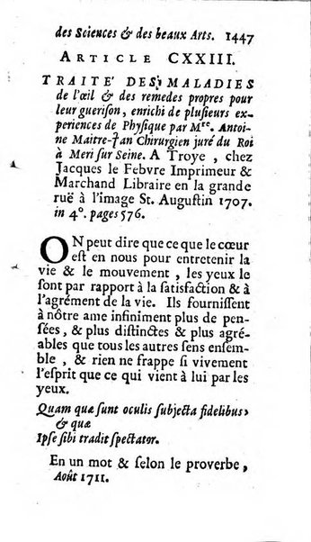 Mémoires pour l'histoire des sciences & des beaux-arts recüeillies par l'ordre de Son Altesse Serenissime Monseigneur Prince souverain de Dombes