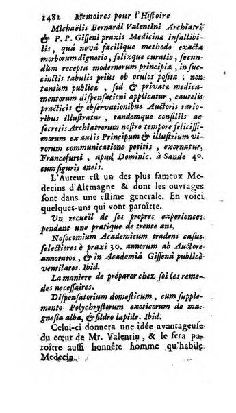 Mémoires pour l'histoire des sciences & des beaux-arts recüeillies par l'ordre de Son Altesse Serenissime Monseigneur Prince souverain de Dombes