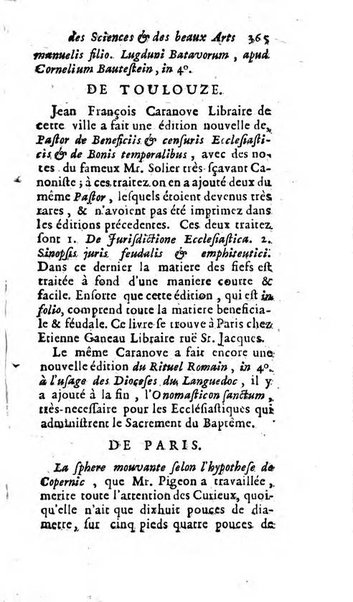 Mémoires pour l'histoire des sciences & des beaux-arts recüeillies par l'ordre de Son Altesse Serenissime Monseigneur Prince souverain de Dombes