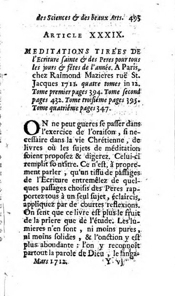 Mémoires pour l'histoire des sciences & des beaux-arts recüeillies par l'ordre de Son Altesse Serenissime Monseigneur Prince souverain de Dombes