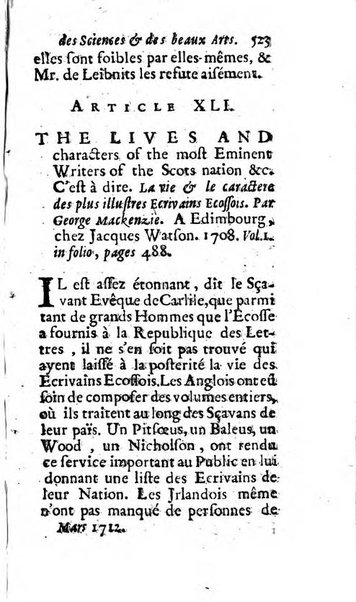 Mémoires pour l'histoire des sciences & des beaux-arts recüeillies par l'ordre de Son Altesse Serenissime Monseigneur Prince souverain de Dombes