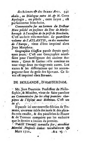 Mémoires pour l'histoire des sciences & des beaux-arts recüeillies par l'ordre de Son Altesse Serenissime Monseigneur Prince souverain de Dombes