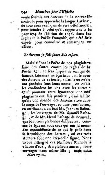 Mémoires pour l'histoire des sciences & des beaux-arts recüeillies par l'ordre de Son Altesse Serenissime Monseigneur Prince souverain de Dombes