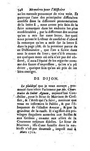 Mémoires pour l'histoire des sciences & des beaux-arts recüeillies par l'ordre de Son Altesse Serenissime Monseigneur Prince souverain de Dombes