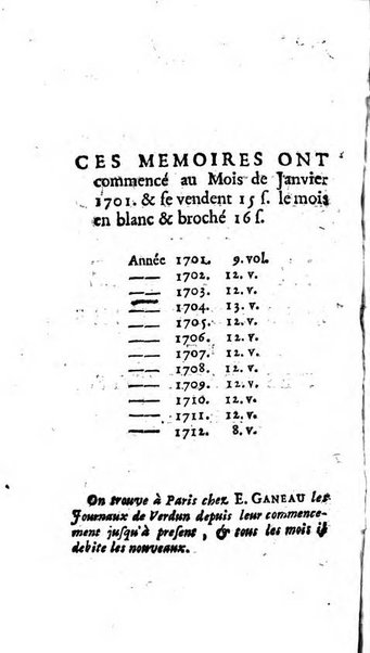 Mémoires pour l'histoire des sciences & des beaux-arts recüeillies par l'ordre de Son Altesse Serenissime Monseigneur Prince souverain de Dombes