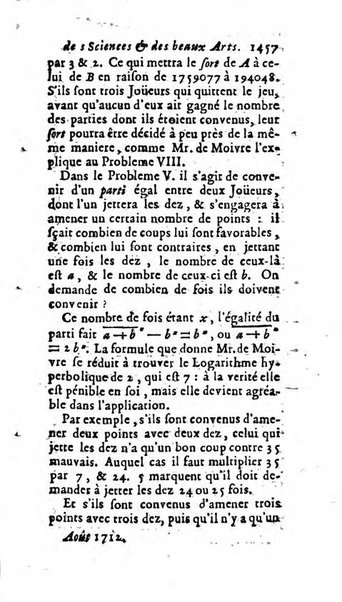 Mémoires pour l'histoire des sciences & des beaux-arts recüeillies par l'ordre de Son Altesse Serenissime Monseigneur Prince souverain de Dombes