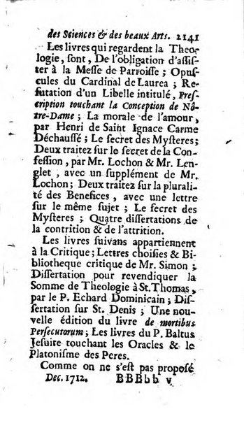 Mémoires pour l'histoire des sciences & des beaux-arts recüeillies par l'ordre de Son Altesse Serenissime Monseigneur Prince souverain de Dombes