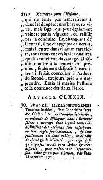 Mémoires pour l'histoire des sciences & des beaux-arts recüeillies par l'ordre de Son Altesse Serenissime Monseigneur Prince souverain de Dombes