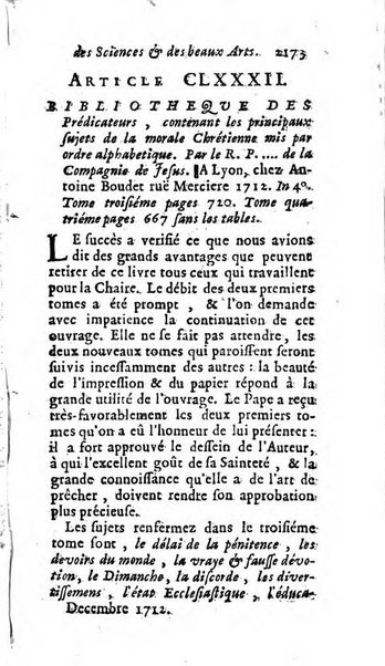 Mémoires pour l'histoire des sciences & des beaux-arts recüeillies par l'ordre de Son Altesse Serenissime Monseigneur Prince souverain de Dombes