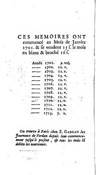 Mémoires pour l'histoire des sciences & des beaux-arts recüeillies par l'ordre de Son Altesse Serenissime Monseigneur Prince souverain de Dombes