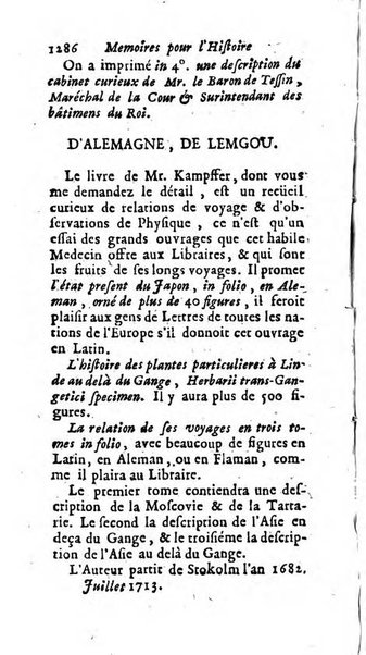 Mémoires pour l'histoire des sciences & des beaux-arts recüeillies par l'ordre de Son Altesse Serenissime Monseigneur Prince souverain de Dombes