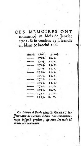 Mémoires pour l'histoire des sciences & des beaux-arts recüeillies par l'ordre de Son Altesse Serenissime Monseigneur Prince souverain de Dombes