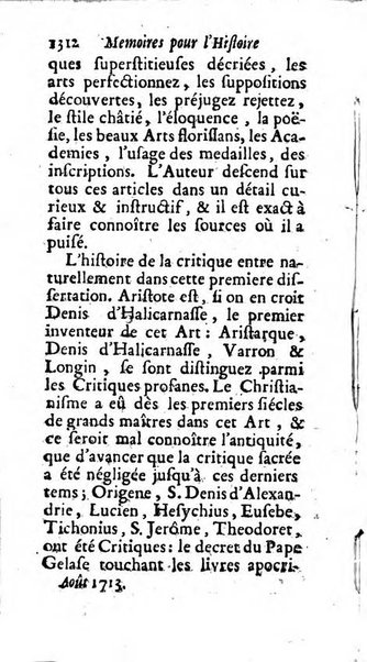 Mémoires pour l'histoire des sciences & des beaux-arts recüeillies par l'ordre de Son Altesse Serenissime Monseigneur Prince souverain de Dombes