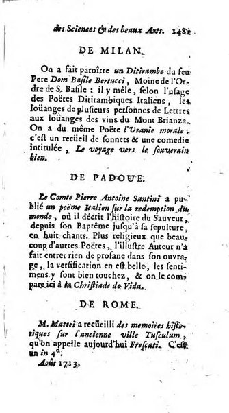 Mémoires pour l'histoire des sciences & des beaux-arts recüeillies par l'ordre de Son Altesse Serenissime Monseigneur Prince souverain de Dombes