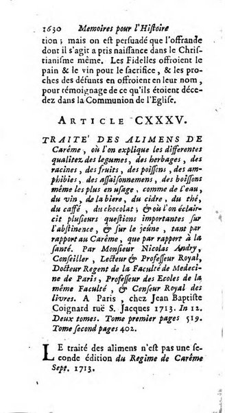 Mémoires pour l'histoire des sciences & des beaux-arts recüeillies par l'ordre de Son Altesse Serenissime Monseigneur Prince souverain de Dombes