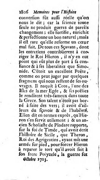 Mémoires pour l'histoire des sciences & des beaux-arts recüeillies par l'ordre de Son Altesse Serenissime Monseigneur Prince souverain de Dombes