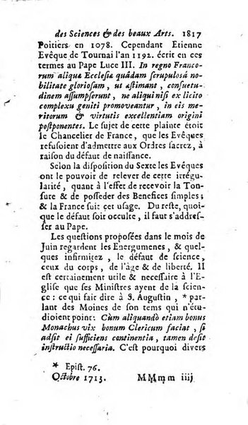 Mémoires pour l'histoire des sciences & des beaux-arts recüeillies par l'ordre de Son Altesse Serenissime Monseigneur Prince souverain de Dombes