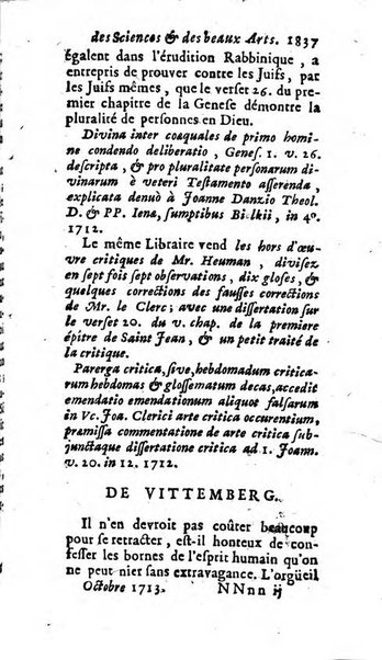 Mémoires pour l'histoire des sciences & des beaux-arts recüeillies par l'ordre de Son Altesse Serenissime Monseigneur Prince souverain de Dombes