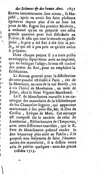 Mémoires pour l'histoire des sciences & des beaux-arts recüeillies par l'ordre de Son Altesse Serenissime Monseigneur Prince souverain de Dombes