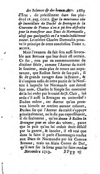 Mémoires pour l'histoire des sciences & des beaux-arts recüeillies par l'ordre de Son Altesse Serenissime Monseigneur Prince souverain de Dombes