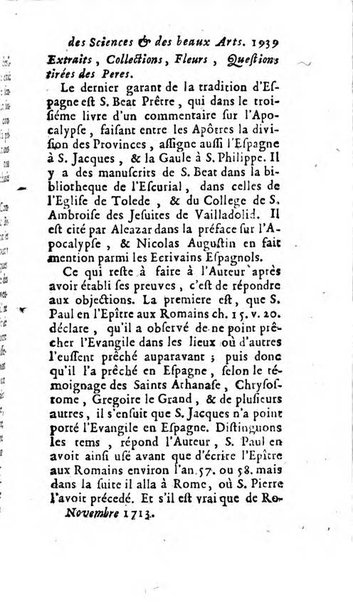 Mémoires pour l'histoire des sciences & des beaux-arts recüeillies par l'ordre de Son Altesse Serenissime Monseigneur Prince souverain de Dombes