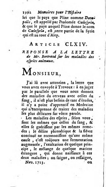 Mémoires pour l'histoire des sciences & des beaux-arts recüeillies par l'ordre de Son Altesse Serenissime Monseigneur Prince souverain de Dombes