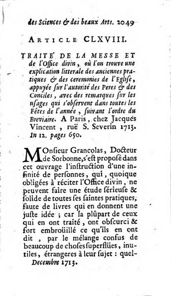 Mémoires pour l'histoire des sciences & des beaux-arts recüeillies par l'ordre de Son Altesse Serenissime Monseigneur Prince souverain de Dombes