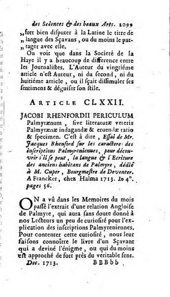 Mémoires pour l'histoire des sciences & des beaux-arts recüeillies par l'ordre de Son Altesse Serenissime Monseigneur Prince souverain de Dombes