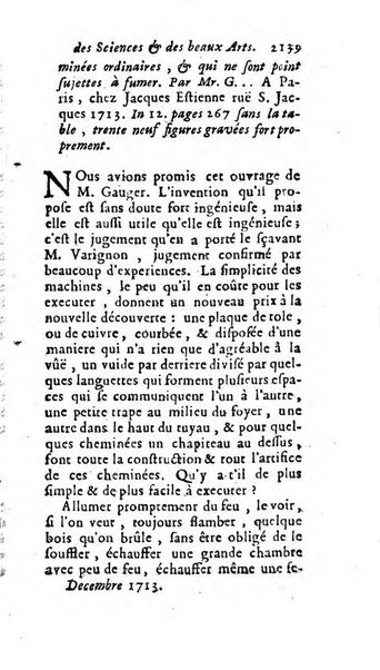 Mémoires pour l'histoire des sciences & des beaux-arts recüeillies par l'ordre de Son Altesse Serenissime Monseigneur Prince souverain de Dombes