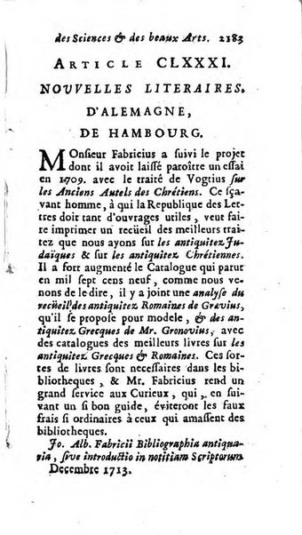 Mémoires pour l'histoire des sciences & des beaux-arts recüeillies par l'ordre de Son Altesse Serenissime Monseigneur Prince souverain de Dombes