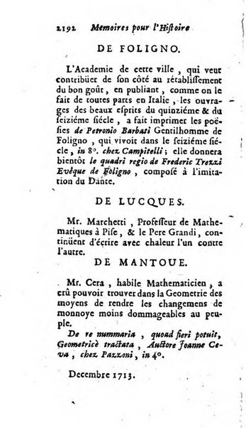 Mémoires pour l'histoire des sciences & des beaux-arts recüeillies par l'ordre de Son Altesse Serenissime Monseigneur Prince souverain de Dombes