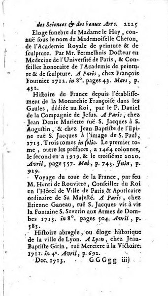 Mémoires pour l'histoire des sciences & des beaux-arts recüeillies par l'ordre de Son Altesse Serenissime Monseigneur Prince souverain de Dombes